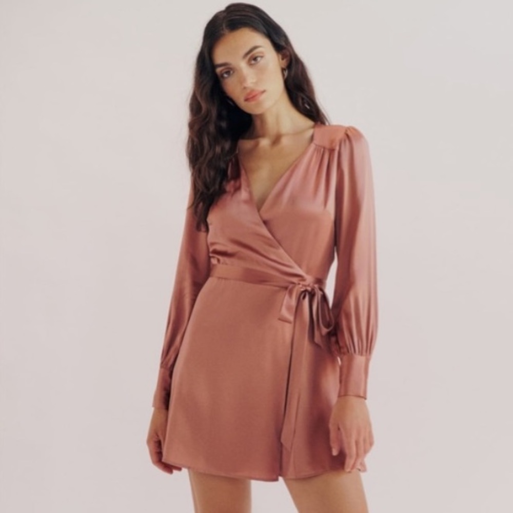 REFORMATION Chrisley Silk Dress in Praline, SIZE MEDIUM NEW 1124
